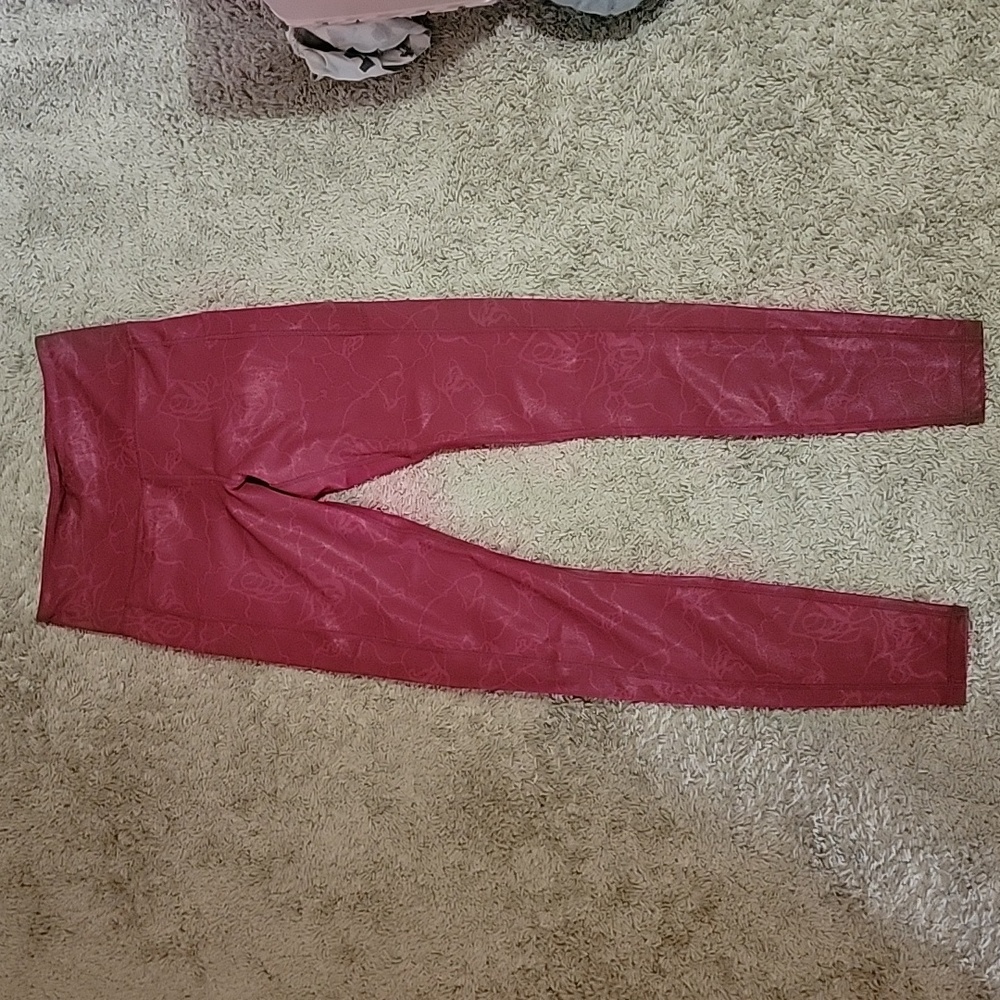 Nwt ZYIA Active Rosa Maze Light n Tight Hi Rise Legging 28" Red Floral Print